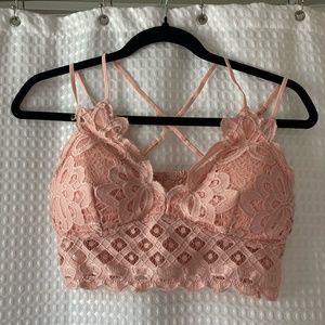 Anemone Crochet Pink Lace Bralette